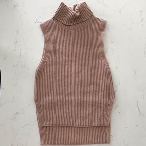 Uniqlo pink nude turtleneck sweater tank